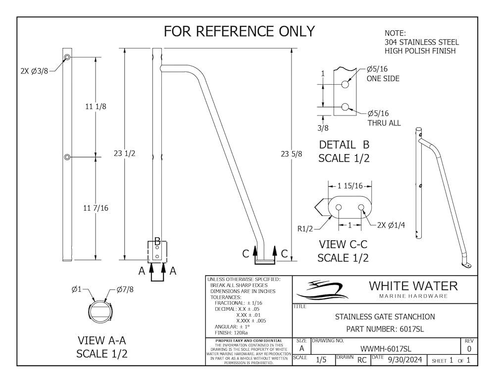 Amazon.com : White Water Gate Stanchion (6017SL - Rail Side